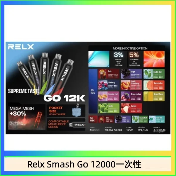 Relx Smash Go 12000 一次性 RELX Smash Go 12000口悅刻一次性拋棄式電子煙 · 全新口味 · 台灣現貨:圖片 1